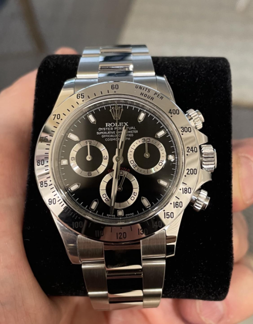 데이토나 크로노그래프 검판 다이얼 바인덱스 SS브레이슬릿 40mm 116520.png