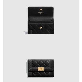 CHANEL 샤넬 보이 플랩 카드지갑 A80603 (램스킨/캐비어) (금장/은장)
