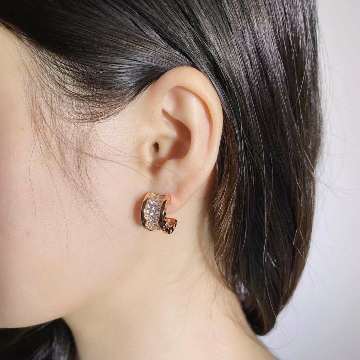 BULGARI 불가리 비제로원 파베 이어링 (실버/로즈골드)