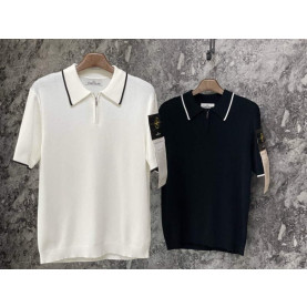 STONE ISLAND 스톤아일랜드 지퍼 반팔 카라 니트