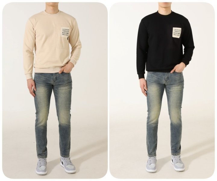 MAISON MARGIELA 메종마르지엘라 스티치 포켓 니트콤비 맨투맨