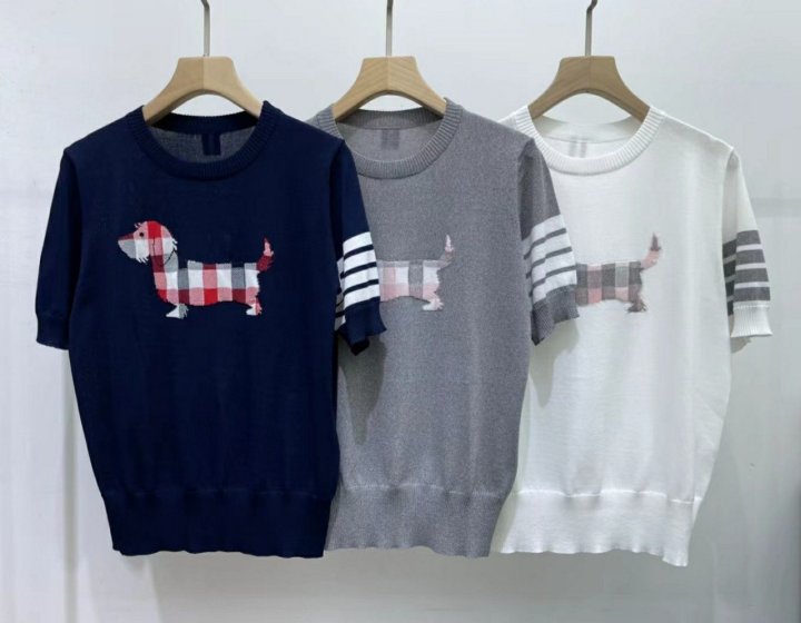 THOM BROWNE 톰브라운 체크헥터 반팔 라운드 니트