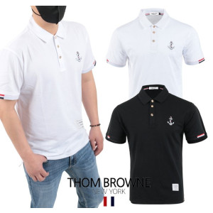 ●5월 판매 5위● THOM BROWNE 톰브라운 앵커자수 골드버튼 PK 티셔츠