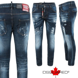 DSQUARED2 디스퀘어드2 포인트 앞지퍼 진청 슬림 일자진