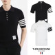 THOM BROWNE 톰브라운 4바 5버튼 카라 니트
