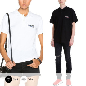 BALENCIAGA 발렌시아가 웨이브 로고 PK 카라 반팔티