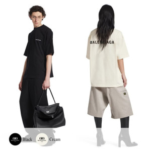 BALENCIAGA 발렌시아가 더블 로고 자수 반팔티