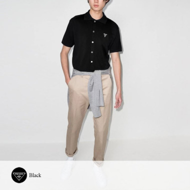 PRADA 프라다 밀라노 엠브로이더리 니트 반팔 가디건