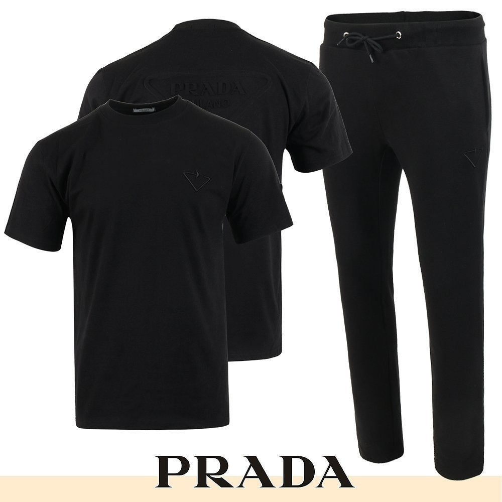 PRADA 프라다 백로고 엠보 로고 반팔 & 긴바지 셋트