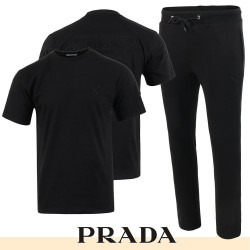 PRADA 프라다 백로고 엠보 로고 반팔 & 긴바지 셋트