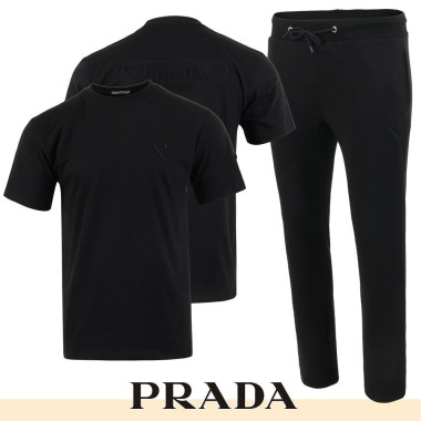 PRADA 프라다 백로고 엠보 로고 반팔 & 긴바지 셋트
