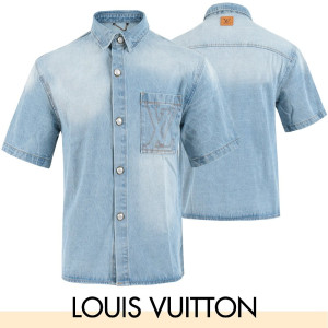 LOUIS VUITTON 루이비통 자수 로고 데님 반팔 NB