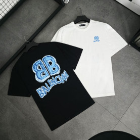 BALENCIAGA 발렌시아가 블루페인팅 티셔츠