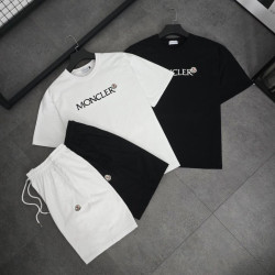 MONCLER 몽클레어 패치 자수 로고 반팡 반바지 세트