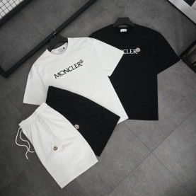 MONCLER 몽클레어 패치 자수 로고 반팡 반바지 세트
