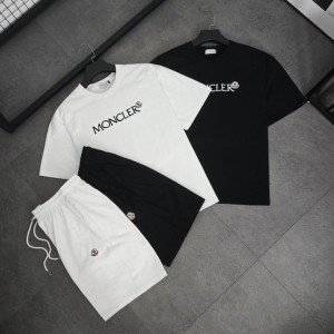 MONCLER 몽클레어 패치 자수 로고 반팡 반바지 세트