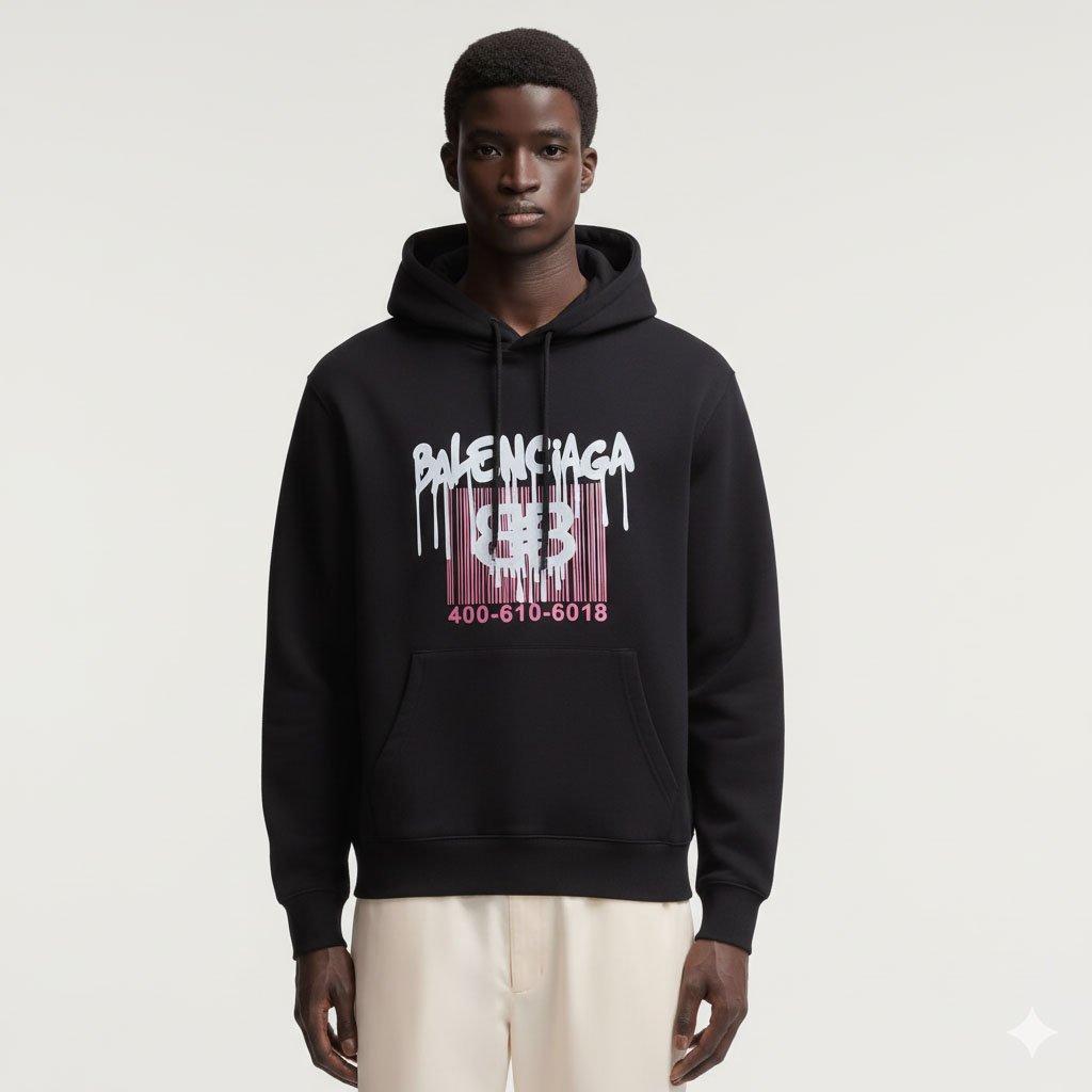 BALENCIAGA 발렌시아가 바코드 코튼 후드티