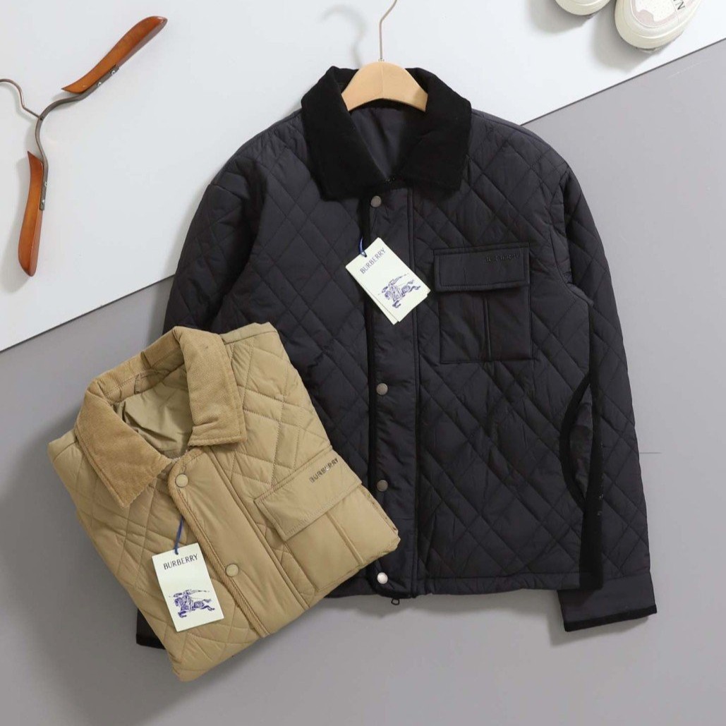 BURBERRY 버버리 코듀로이 카라 경량 퀼팅 자켓