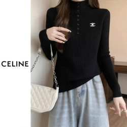 CELINE 셀린느 버튼 밍크 반폴라 니트 4COLOR