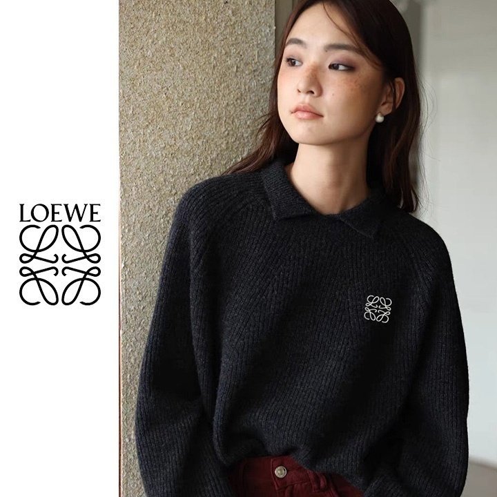 ●1월 판매 6위● LOEWE 로에베 카라넥 자수 골지 니트 3COLOR