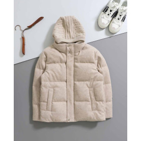 LOROPIANA 로로피아나 하이엔드 울 믹스 후드 탈부착 다운 점퍼