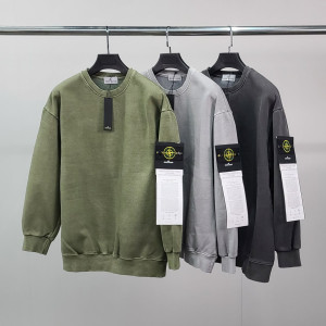 STONE ISLAND 스톤아일랜드 로고와펜 피그먼트 기모 맨투맨