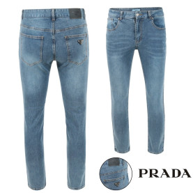 PRADA 프라다 클래식 로고 워싱 연청 슬림진
