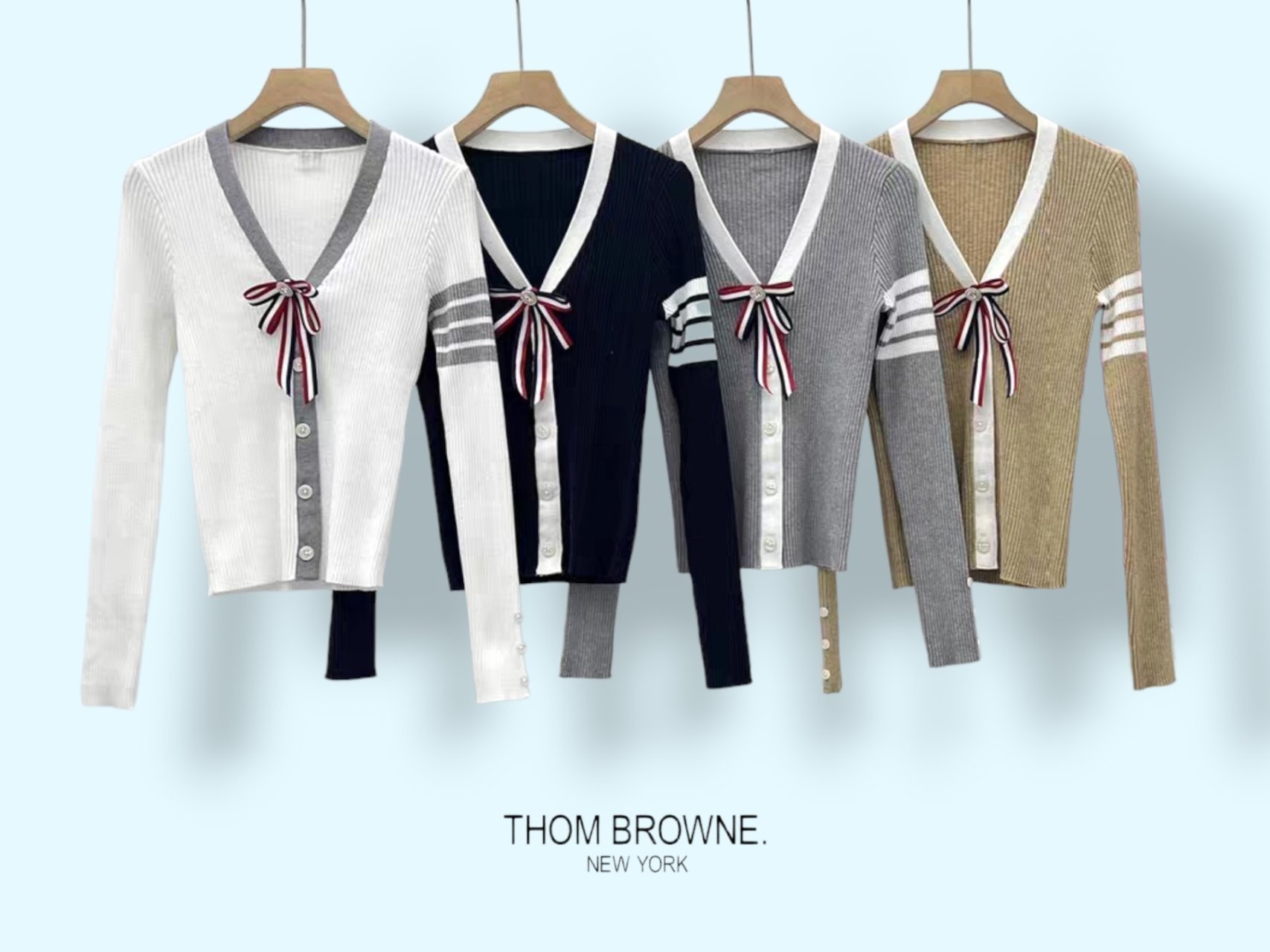 THOM BROWNE 톰브라운 브로치 가디건