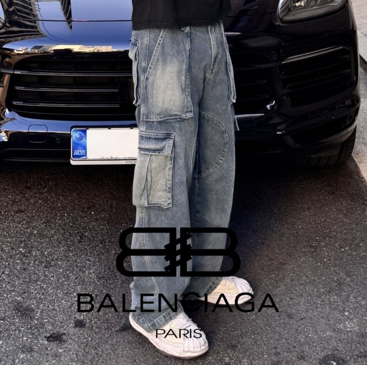 BALENCIAGA 발렌시아가 유니섹스 서클 와이드 카고 팬츠