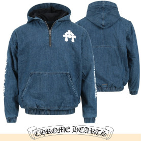 CHROME HEARTS 크롬하츠 레더 패치 오픈 집업