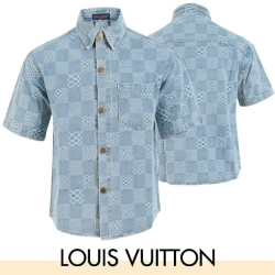 LOUIS VUITTON 루이비통 다미 로고 데님 반팔 남방