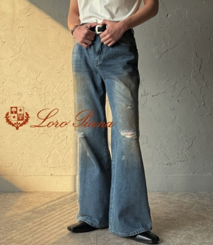LOROPIANA 로로피아나 워싱 디스 플레어 팬츠
