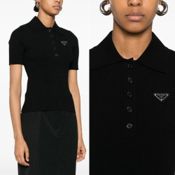 PRADA 프라다 골지 카라 니트반팔 3COLOR