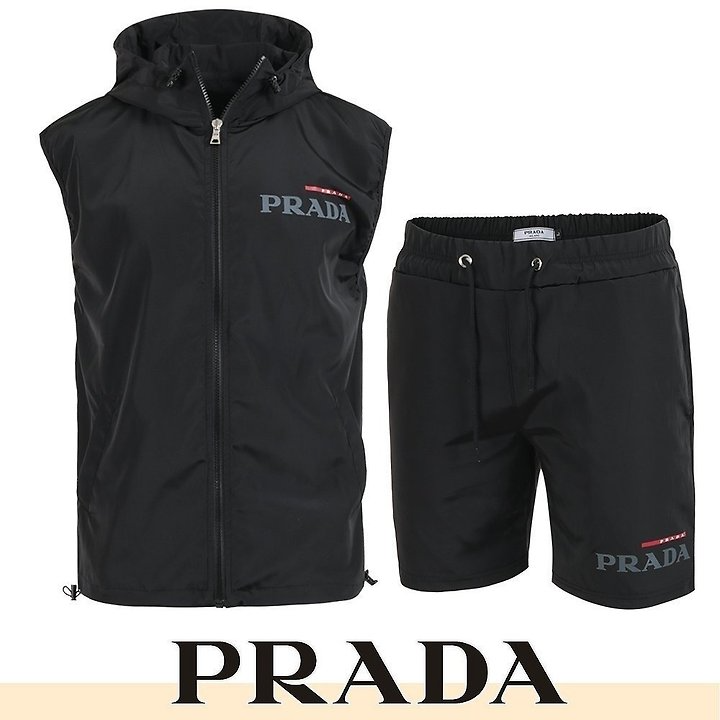 PRADA 프라다 레터링 우븐 베스트 셋업