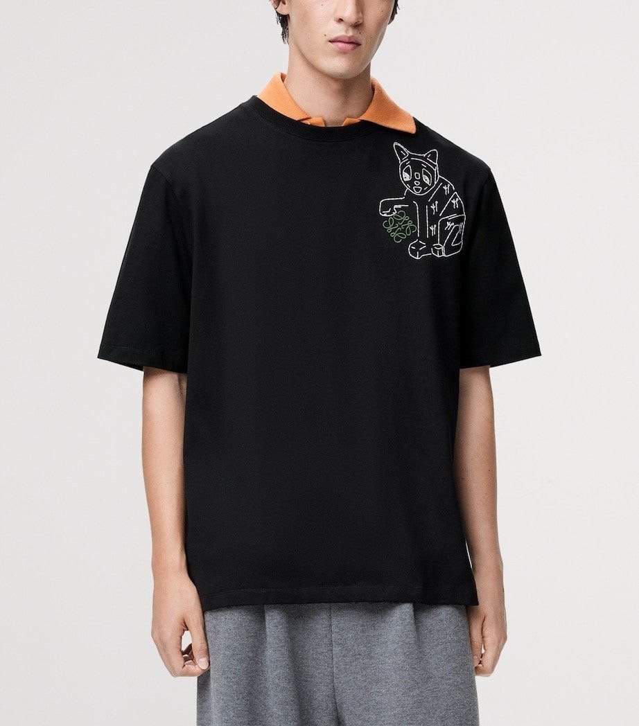 LOEWE 로에베  F02 아나그램 캣 자수 티셔츠