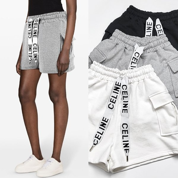 CELINE 셀린느 스트링로고 카고 숏팬츠