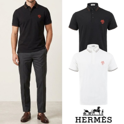 HERMES 에르메스 H자수 실켓 카라 티셔츠