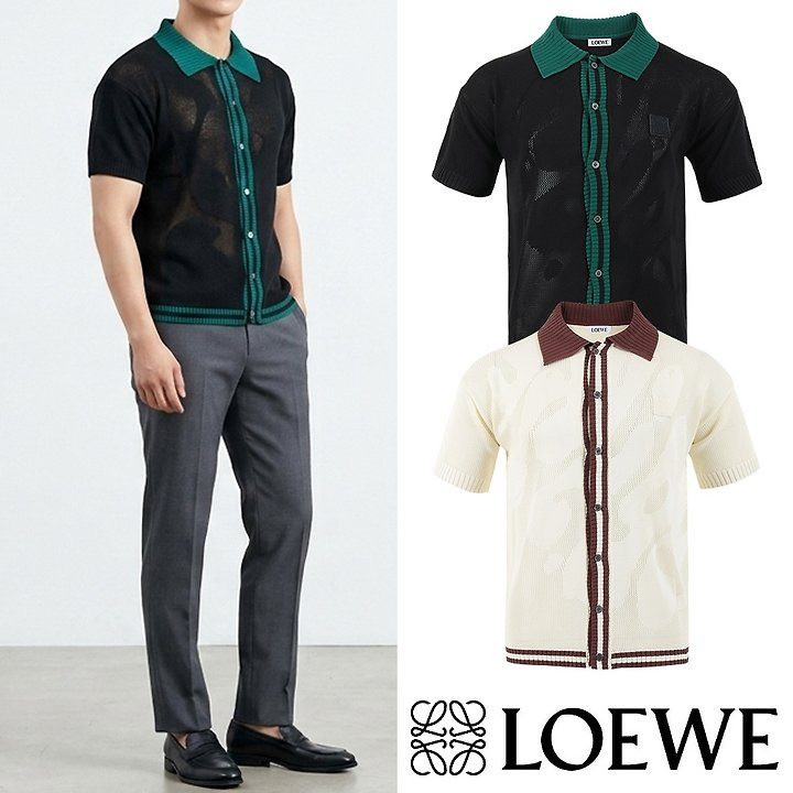 LOEWE 로에베 아나그램 패치 펀칭 버튼 니트