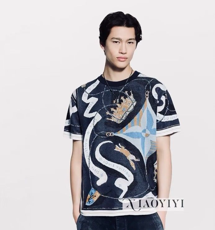 LOUIS VUITTON 루이비통 64308 그래픽 자카드 니트 반팔